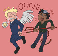 2 flat colored chibis